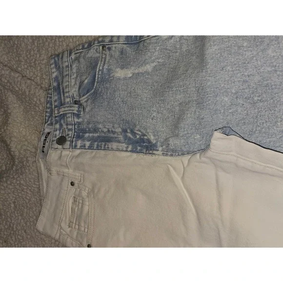 RSQ Two Tone Jeans Womens Size 25 White Blue Denim Straight Leg Casual - Picture 4 of 6
